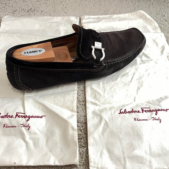 $995 Authentic SALVATORE FERRAGAMO Made in ITALY Brown Suede Loafers Sz.9.5 EE main image 10